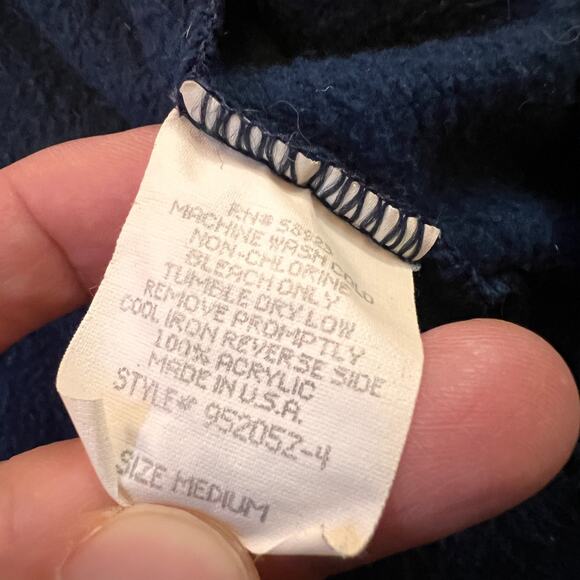 Vtg Orvis Dress Womens Medium Navy Blue Embroidered Birds Snap Up Cottagecore - Picture 5 of 7